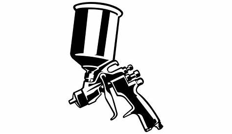 Monochrome Illustration of Metal Spray Gun. Isolated on White