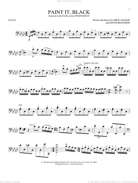 Paint It Black Cello Notes