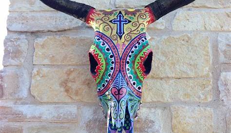 Hand painted cow skull | Etsy