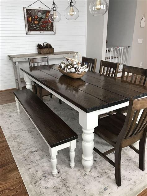 Painted Dining Table With Bench