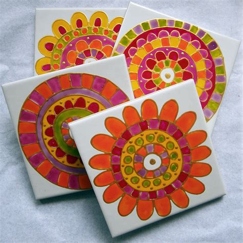 Painted Tile Coasters Diy