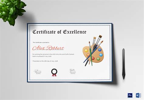 Painting Participation Certificate Design Template in PSD, Word