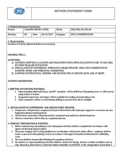 Method Statement For Painting Works PDF Paint Paintings