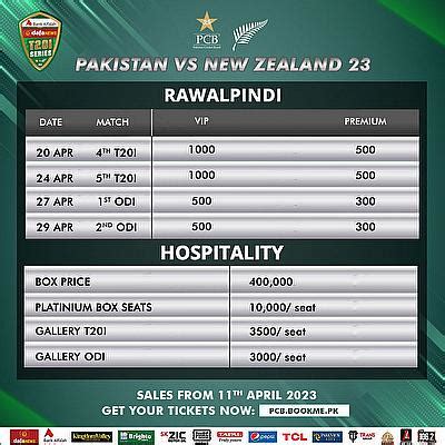 pak vs nz series tickets