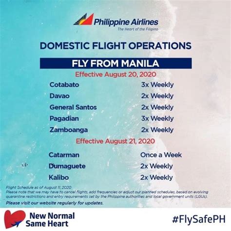 pal airlines domestic flight schedule