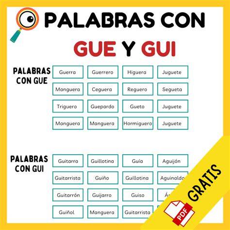 Palabras con gue, gui worksheet