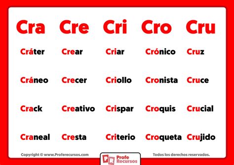 palabras que lleven cra cre cri cro cru