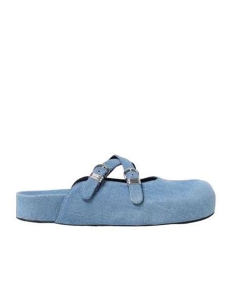 Pale Blue Flat Mules