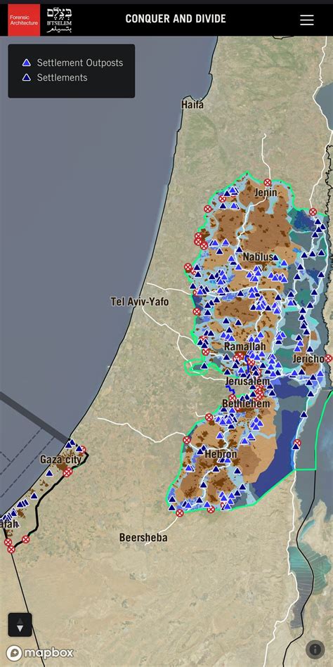 palestine and israel live map