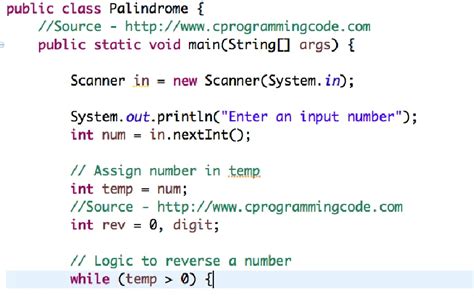 palindrome number program in java using reverse method