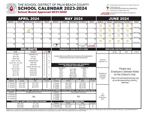 Palm Beach County Public School Calendar 2024-25