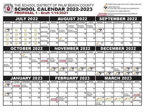 Palm Beach County School District Calendar