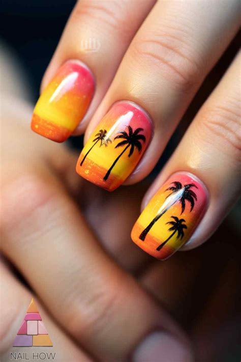 palm trees nail designs