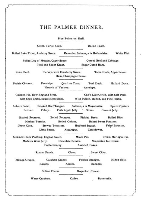 palmer house chicago restaurant menu