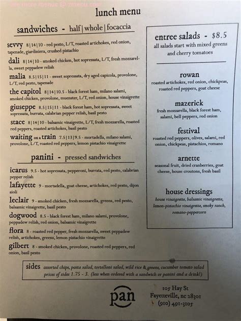 Pan Fayetteville Menu
