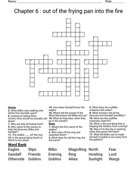 Pan Frying Instruction Crossword