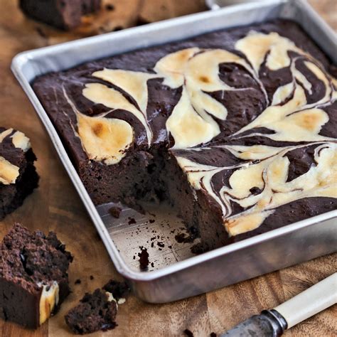 Image of a pan of swirled brownies.