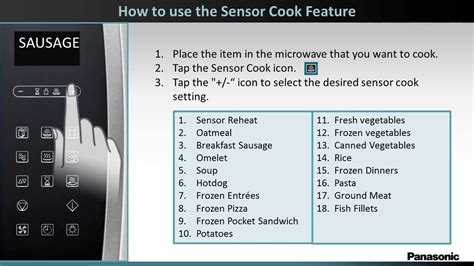 Panasonic Microwave Sensor Cook Settings