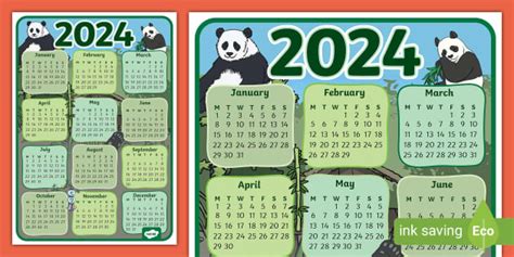 Panda Bin Calendar 2024