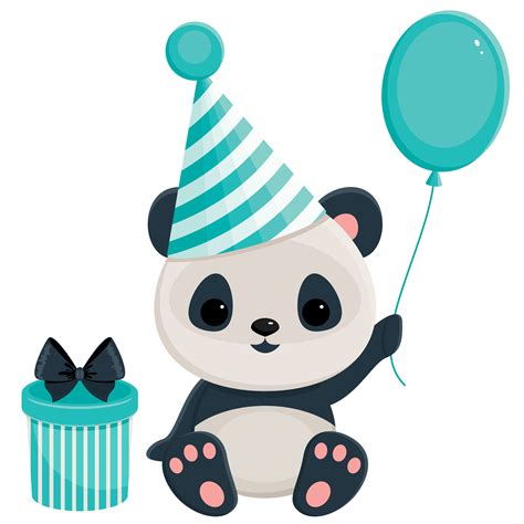 Birthday Cartoon Panda Card Vector Download