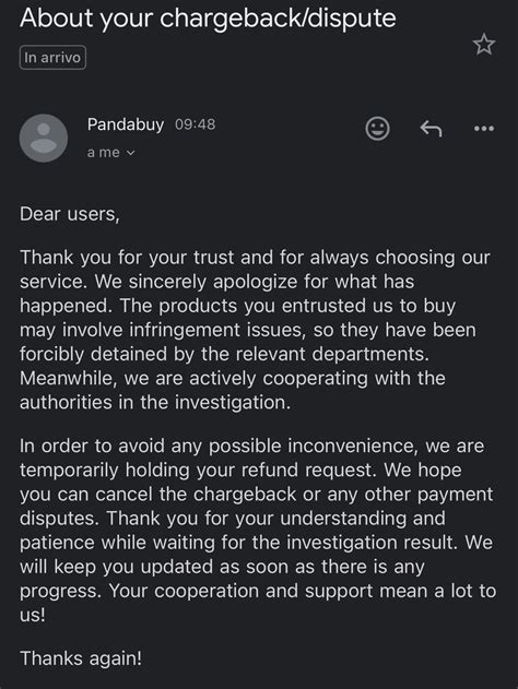 pandabuy reply to refund request