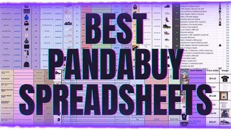 pandabuy spreadsheet gallery dept