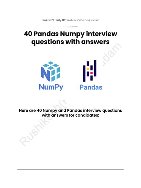 pandas and numpy interview questions and answers