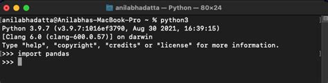 pandas python install macos