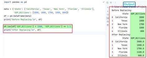 pandas replace values based on condition