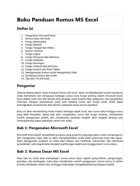 panduan ms excel