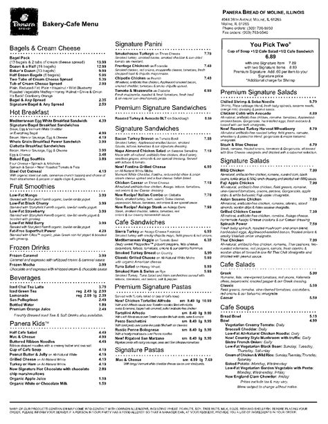 panera bread manteca menu