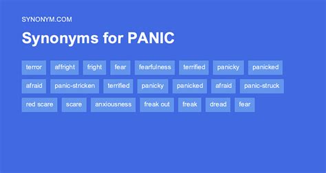 Panic Synonyms List
