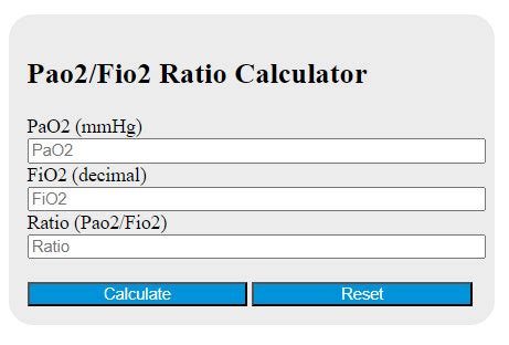 pao2/fio2 calculator