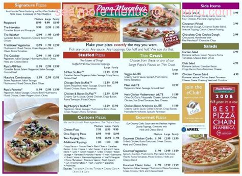 papa murphy's near me menu