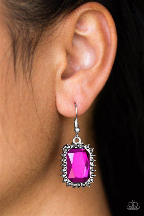 paparazzi pink rhinestone earrings