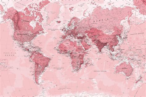 papel de parede mapa mundi rosa