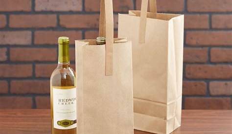 [30 Pack] Brown Wine Paper Bag with Handle - 5.1x3.25x13.1” Kraft