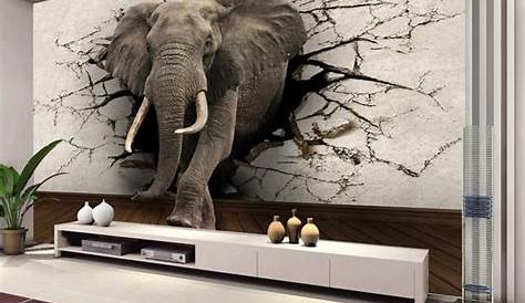 Papier Peint 3d Elephant Acheter Personnalisé 3D Éléphant Mur Mural Personnalisé