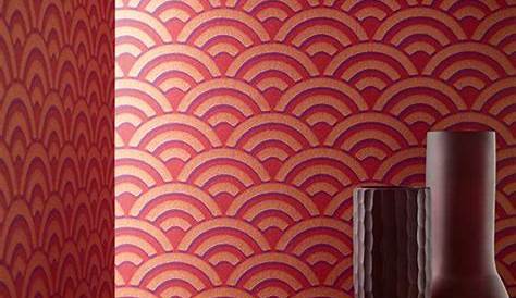 Papier Peint Art Deco Rouge Palm PaperMint Scandinave,