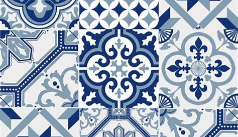 Papier Peint Carreaux De Ciment Bleu Azulejos Outdoors