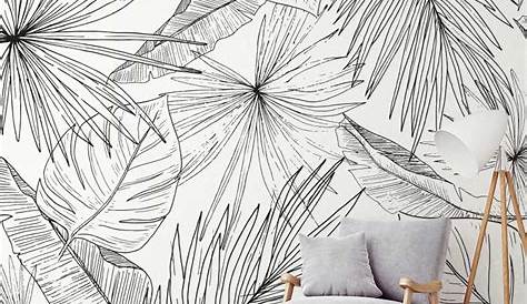 Papier peint 100 intissé motif feuille de palmier noir