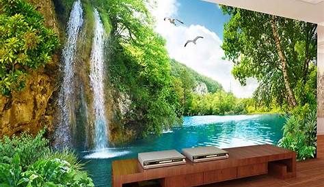 Papier Peint Mural 3d Paysage PAPIER PEINT 3D TROMPE L' OEIL Nature PHOTO MURALE