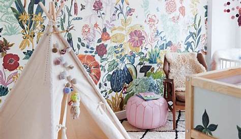 Floral Nursery Wallpaper Pink nursery walls, Girl