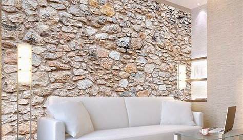 Papier Peint Mur de pierre beige foncé 3D Wall de Lutèce