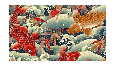 Papier Peint Poisson Japonais Intisse Tapisserie Murale Zen Paysage Avec Les