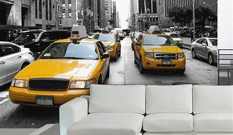 Papier peint géant déco taxi New York 250x360cm Art Déco