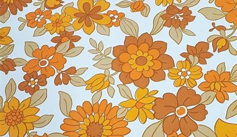 Papier peint vintage des années 1960 rétro Orange fleurs