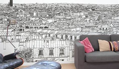Yeda Design Papier peint Photo Vue sur Paris avec branche de