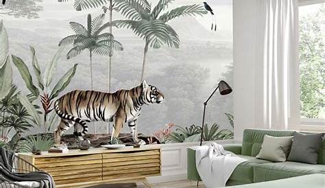 Papier peint géant déco tigre noir & blanc 250x250cm Art