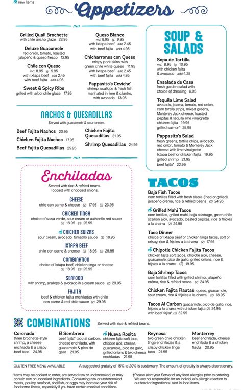 pappasito's 1 45 full menu with prices